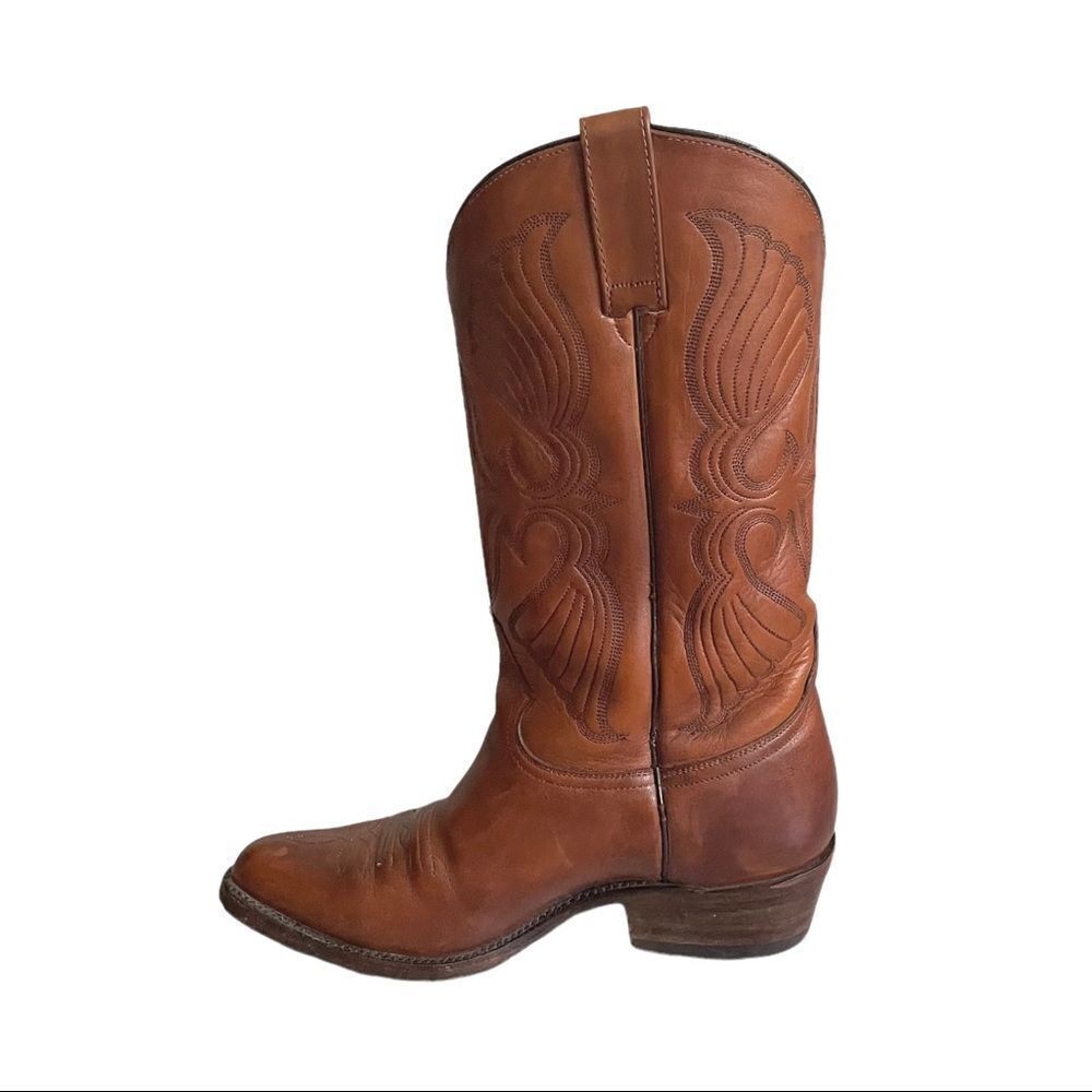TOM HOUSTON Vintage Brown Leather Western Cowboy Boots 7 - Picture 4 of 13